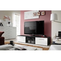 Meuble TV design collection BONOO 180 cm. Coloris noir et blanc.