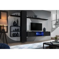 Ensemble meubles de salon style industriel SWITCH M5. Coloris noir.