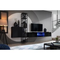 Ensemble meubles de salon style industriel SWITCH M6. Coloris noir.