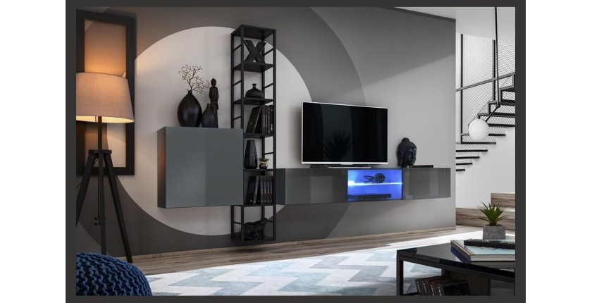 Ensemble meubles de salon style industriel SWITCH M6. Coloris gris.