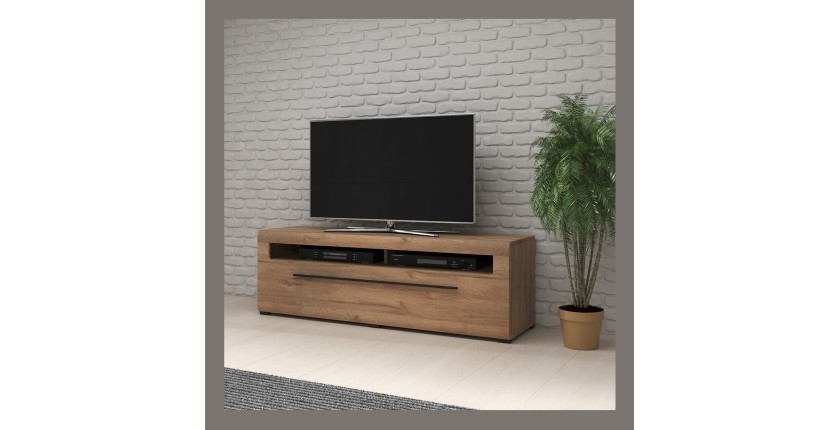 Meuble TV XL 160cm collection BREDA. Coloris chêne. Style design.