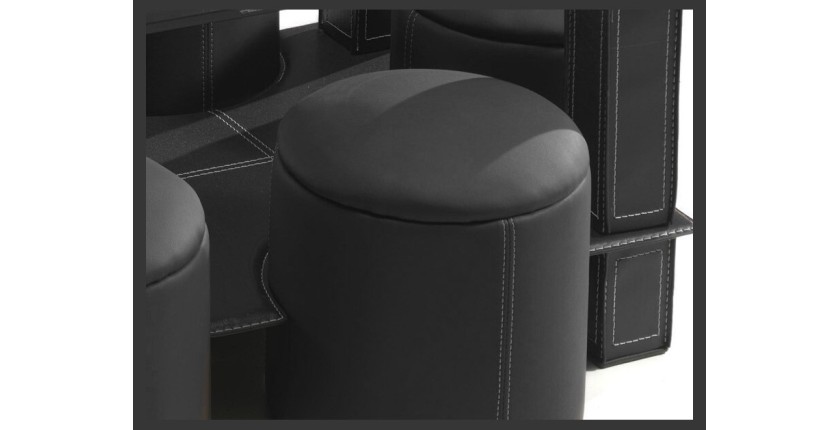 Table basse avec 6 poufs collection JULIA. Meuble type CONTEMPORAIN coloris noir