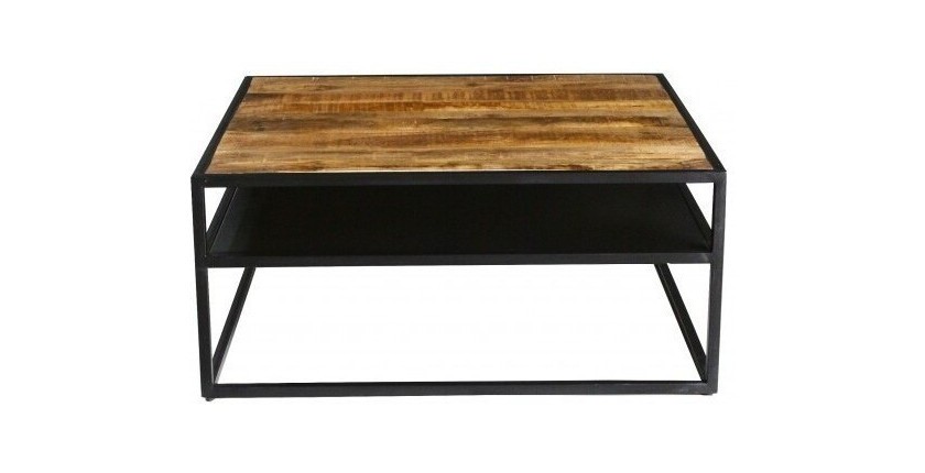 Table Basse carrée MODENE en bois massif (90x90cm). Meuble style industriel
