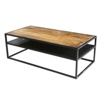 Table Basse rectangulaire MODENE en bois massif (120x60cm). Meuble style industriel
