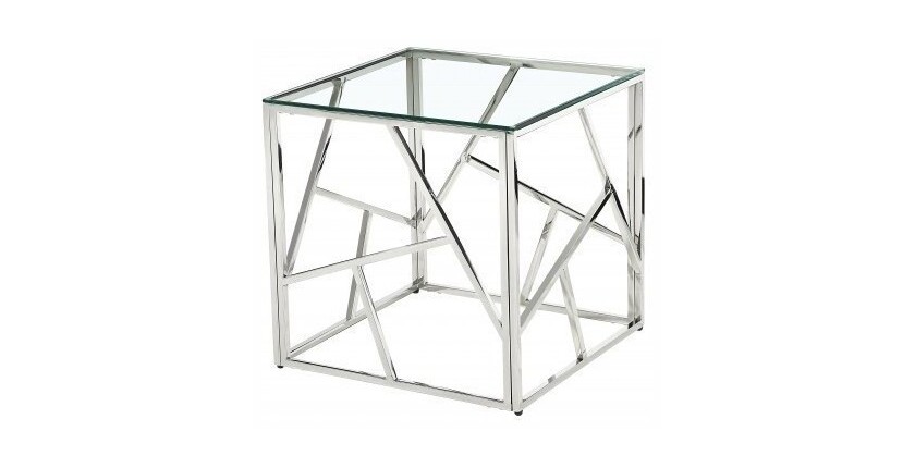 Table d'appoint en métal chromé collection ZOXY. Meuble design pour salon