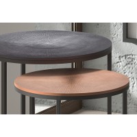 Tables d'appoint gigognes rondes en métal bicolore collection LIVOS. Meuble style industriel