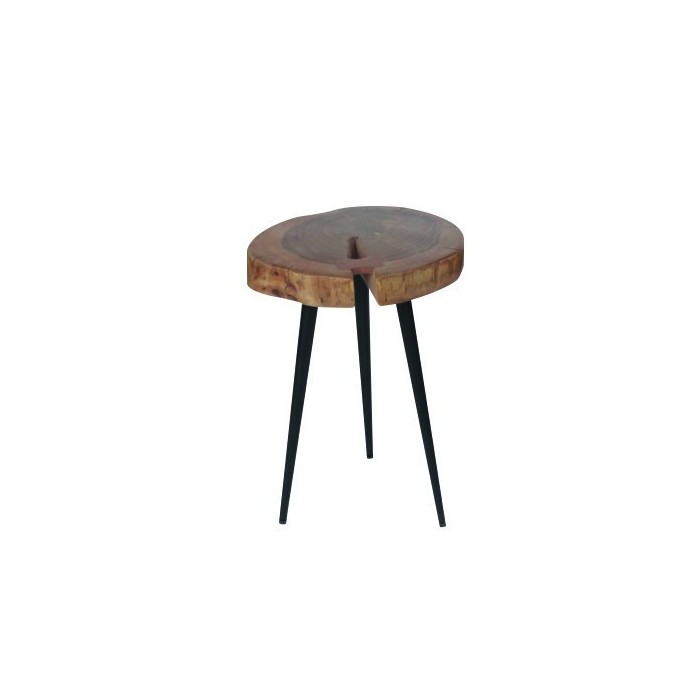 Table d'appoint ronde en bois massif exotique collection JIMMY