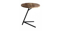 Table d'appoint design collection VERSO structure en métal et plateau en bois exotique