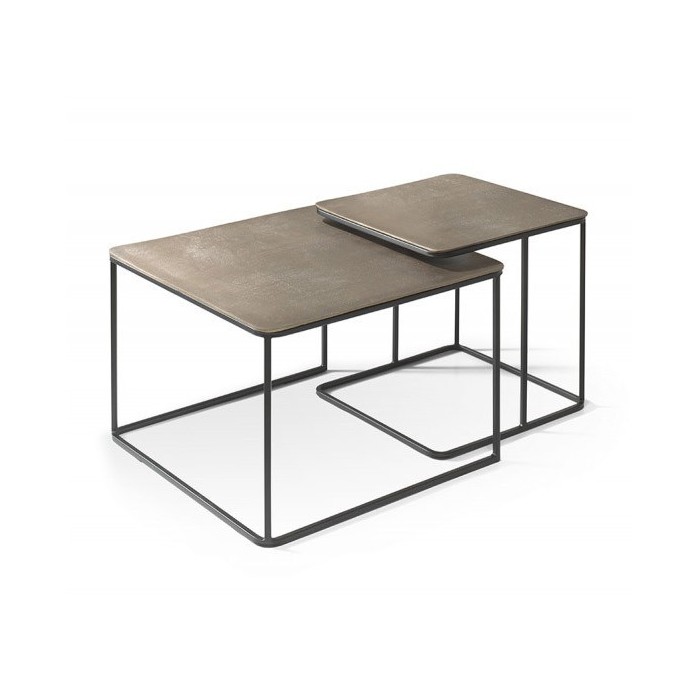 Table d'appoint gigognes en métal collection REMY. Meuble style industriel pour votre salon.