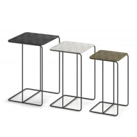 Table gigogne carrée 3 pièces en métal style industriel collection COVER