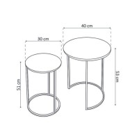 Table gigogne ronde 2 pièces en métal style industriel collection NONDA