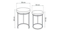 Table gigogne ronde 2 pièces en métal style industriel collection CARMEN