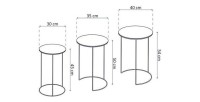 Table gigogne rondes 3 pièces en métal style industriel collection LIZIANO