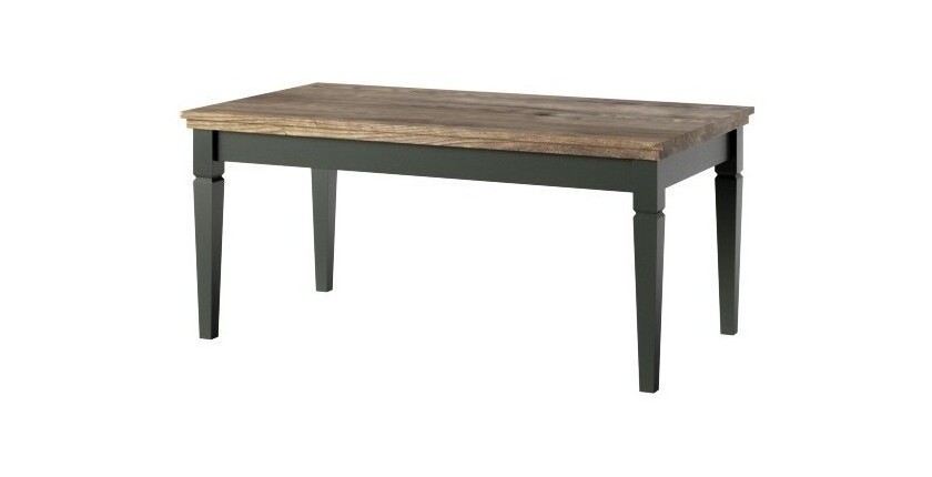 Table basse rectangulaire collection ASSIA. Coloris vert et chêne.