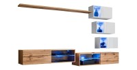 Ensemble meubles de salon SWITCH XXIV design, coloris chêne et blanc.