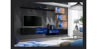Ensemble meubles de salon SWITCH XXIV design, coloris noir et chêne.