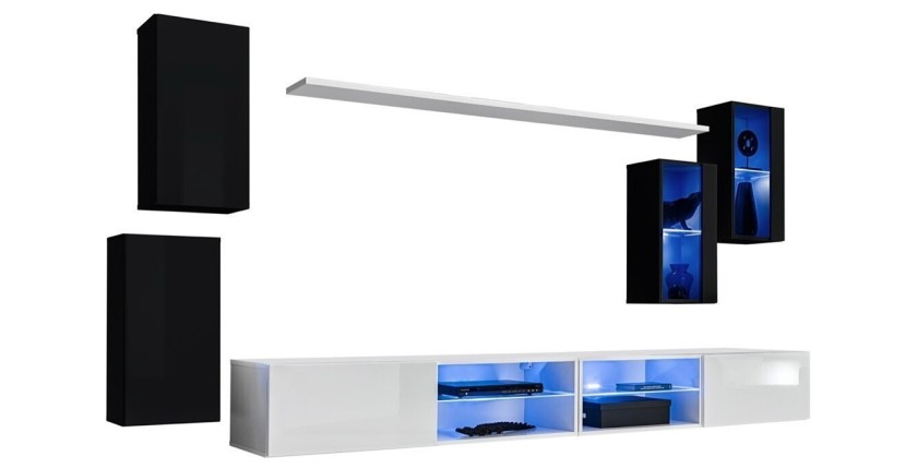 Ensemble meubles de salon SWITCH XXV design, coloris noir et blanc.