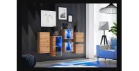 Ensemble meubles de salon SWITCH SBIV design. Coloris chêne. Système LED intégré.