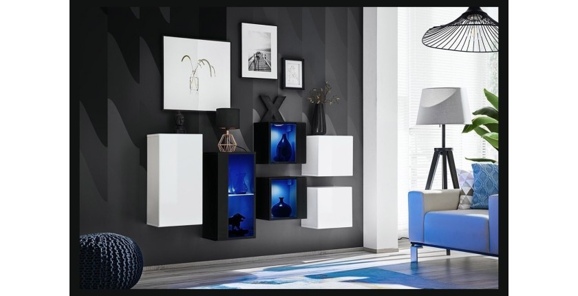Ensemble meubles de salon SWITCH SBIV design. Coloris blanc et noir.