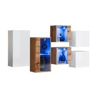 Ensemble meubles de salon SWITCH SBIV design. Coloris chêne et blanc.