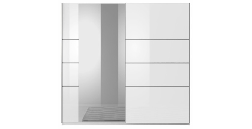 Chambre à coucher EOS : Armoire 200cm, Lit 160x200, commode, chevets. Couleur blanc mat