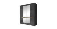 Armoire design 4 portes et 2 miroirs couleur grise finitions glossy - LUCIA