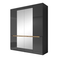 Armoire design 4 portes et 2 miroirs couleur grise finitions glossy - LUCIA