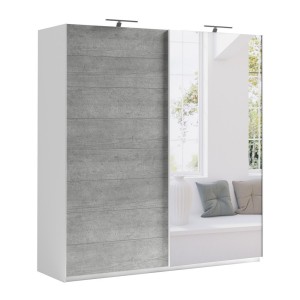 Armoire design 150 cm avec 2 portes coulissantes collection BLISS. Couleur gris béton