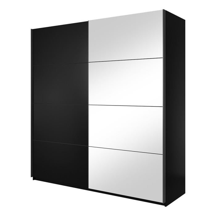 Armoire design 180cm. 2 portes avec miroirs modulables. Couleur noir mat. Collection EOS