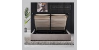 Lit coffre une place collection MILOS - Couleur grise - 90x200cm - Sommier inclus