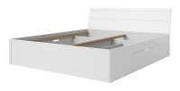 Lit adulte 180x200 avec tiroirs intégrés - Collection EOS. Coloris blanc MAT