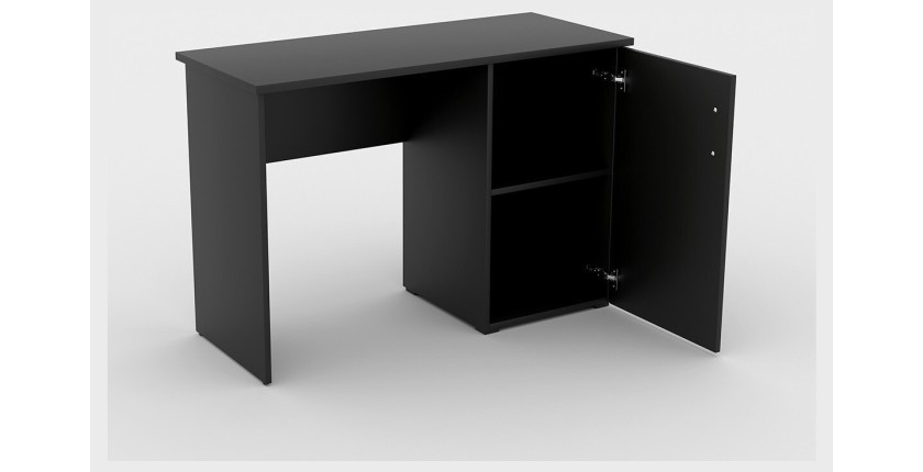 Bureau droit design avec caisson de rangement 1 porte collection ARLEE coloris noir.