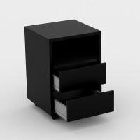 Bureau droit design avec caisson de rangement collection KINSALE coloris chêne sonoma et noir.
