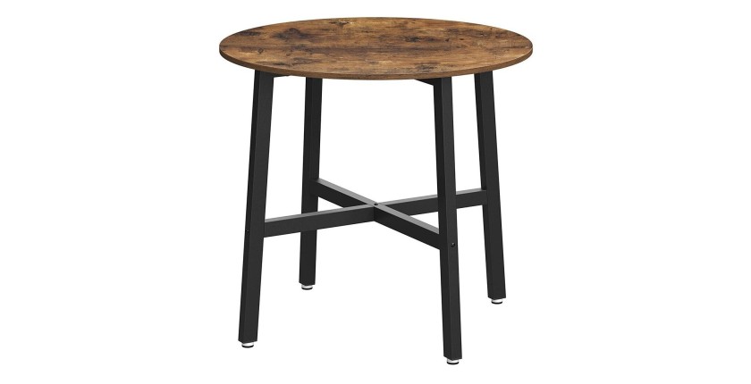 Table à manger ronde structure en métal noir et plateau en bois style industriel collection TAMPA.