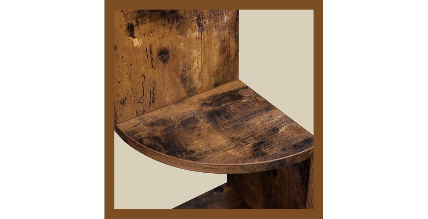 Étagère d'angle style rustique collection AUSTIN. Coloris bois foncé.