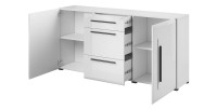 Buffet design 180cm. Collection BREDA deux portes et trois tiroirs. Coloris blanc.