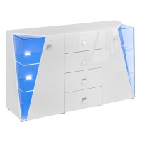 Buffet design 150cm collection SPIKE avec LED intégrées. Coloris blanc.