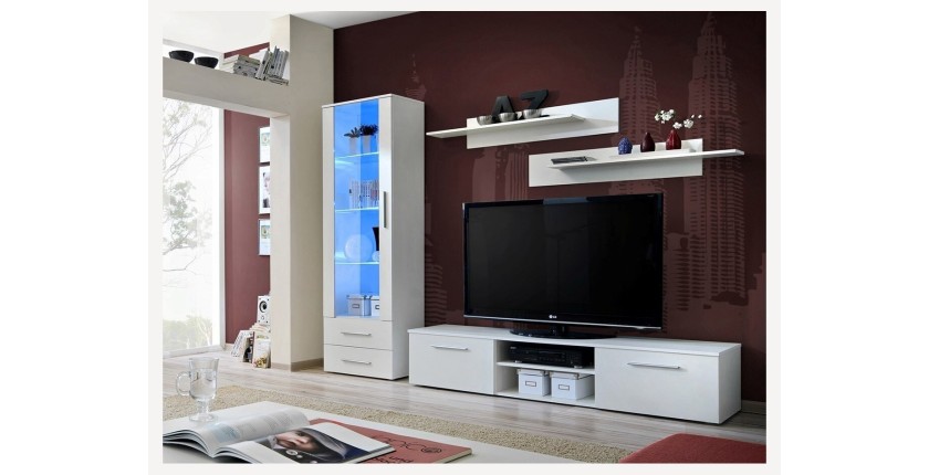 Meuble TV GALINO design, coloris blanc. Meuble moderne et tendance pour votre salon.
