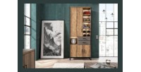 Ensemble de 4 meubles de salon style industriel coloris épicéa et noir. Collection ZOLA