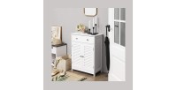 Meuble de rangement pour salle de bain un tiroir et deux portes style persienne coloris blanc collection CLEAN