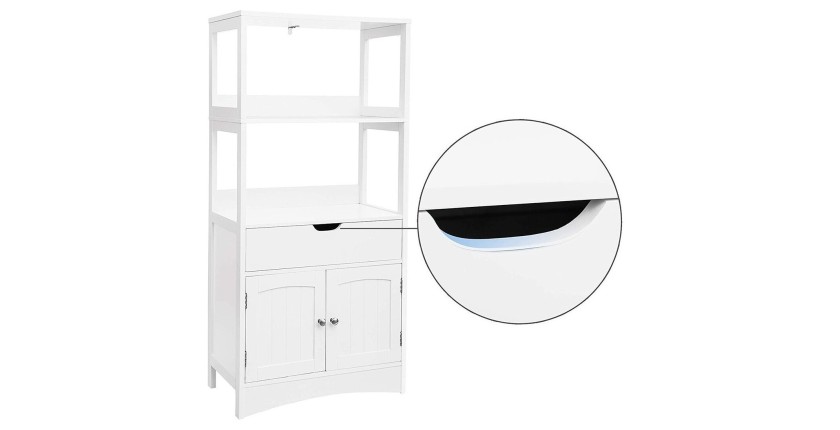Meuble de rangement avec un tiroir, deux portes et deux niches coloris blanc. Collection CLEAN