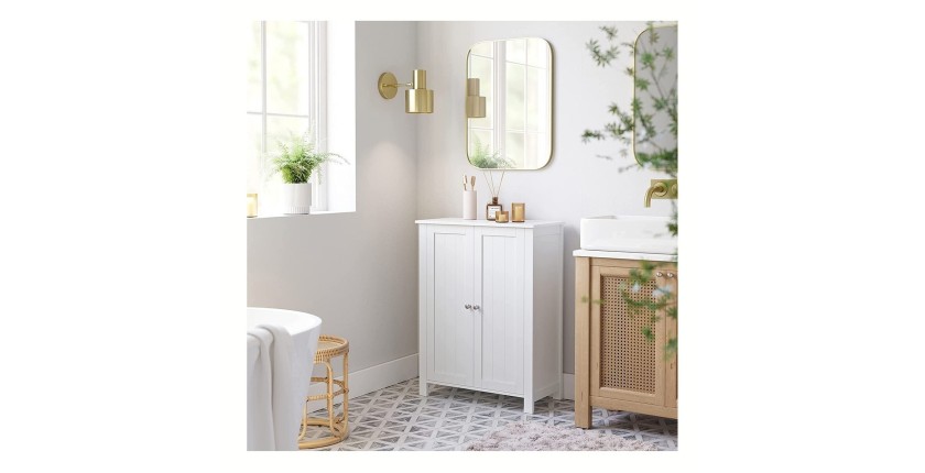 Placard de salle de bain collection CLEAN coloris blanc. Deux portes battantes
