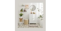 Placard de salle de bain collection CLEAN coloris blanc. Deux portes battantes