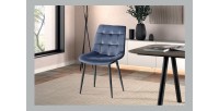 Chaise en velours de salle à manger avec pieds en métal gris foncé KALI