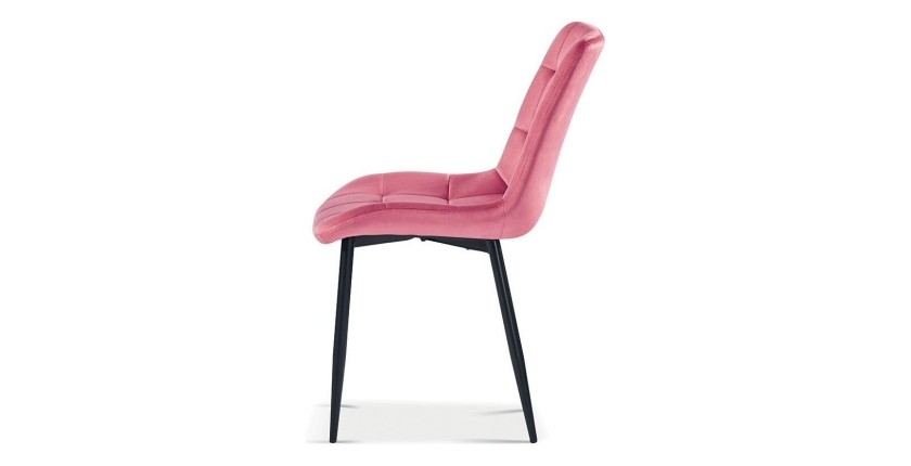Chaise en velours de salle à manger avec pieds en métal rose KALI