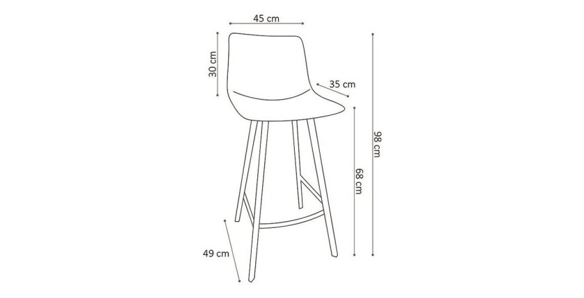 Chaise de comptoir 'Ozon' PU Gris, dimensions : H98 x L45 x P49 cm