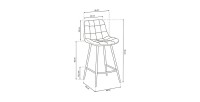 Chaise de comptoir 'Jute' Velours Gris foncé, dimensions : H95 x L46 x P36 cm