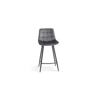 Chaise de comptoir 'Jute' Velours Taupe, dimensions : H95 x L46 x P36 cm