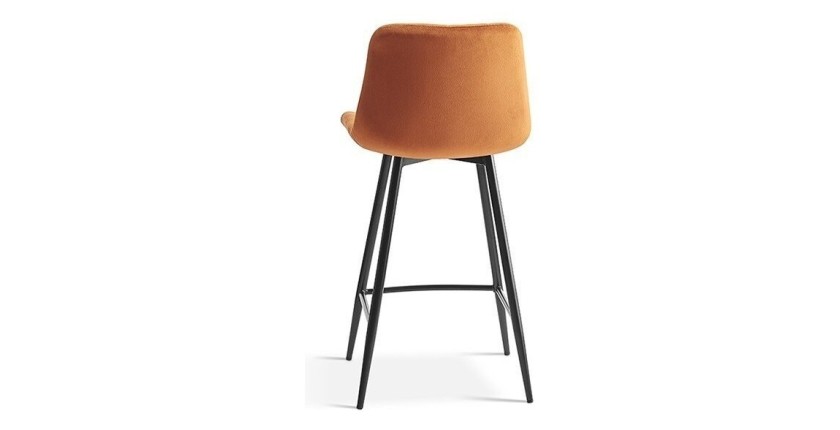 Chaise de comptoir 'Jute' Velours Orange, dimensions : H95 x L46 x P36 cm