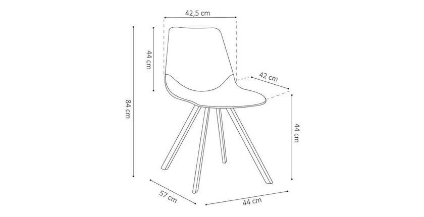 Chaise 'OSLO' PU Gris, dimensions : H84 x L44 x P57 cm